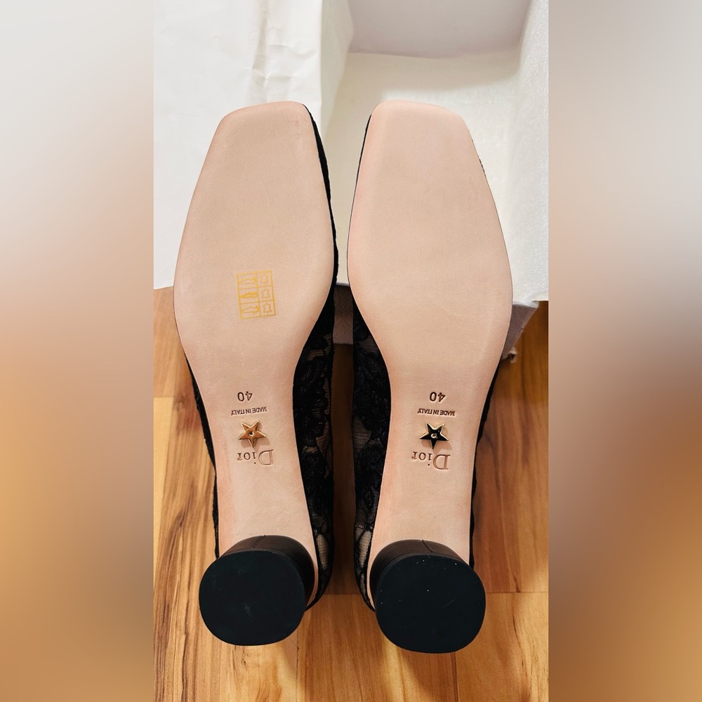 CHRISTIAN DIOR D-GRACE BALLET PUMP HEEL MARY JANE BLACK LACE EU-40 $1290 - Picture 10 of 13